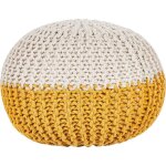 Beliani - pouf rond en coton jaune et beige  billes de polystyrne coussin intrieur conrad