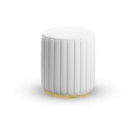 Meubler design - pouf rond m�tal dor� vita - polyur�thane blanc, m�tal, mousse poly�thyl�ne, rond, style ...