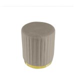 Meubler design - pouf rond m�tal dor� vita - velours taupe, m�tal, mousse poly�thyl�ne, rond, style art ...