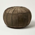 Homescapes - pouf rond en su�dine marron, 50 x 50 x 40 cm