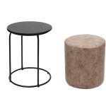Hhg - jamais utilis] pouf et table d'appoint 410, table basse table tabouret, certifi mvg mdf mtal ...
