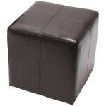 Hhg - jamais utilis�] pouf d�, tabouret onex, cuir, 36x36x36cm, marron