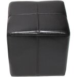 Hhg - pouf d�, tabouret onex, cuir, 36x36x36cm, noir