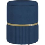 Homcom - pouf repose - pied tabouret design avec coffre de rangement velours c�tel� acier bross� dor� ...
