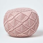 Homescapes - pouf tress� en macram� rose, 40 x 50 cm