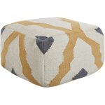 Beliani - pouf tricot  la main boho en laine beige et jaune pour salon zeugma