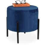 Relaxdays - pouf en velours, tabouret rond, matelass�, pieds en m�tal noir, hxd : 38, 5x40, 5 cm, si�ge ...