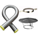Poujoulat - kit tubage flexible double peau inox diamètre 80 + collier de fixation haute + chapeau longueur ... Poujoulat - kit tubage flexible double peau inox diamètre 80 + collier de fixation haute + chapeau longueur ...