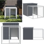 Poulailler avec cour anthracite 110x201x110 cm acier galvanis� - poulailler - cage � poules - abri pour ...