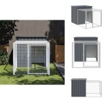 Poulailler avec cour anthracite 110x201x110 cm acier galvanis� - poulailler - cage � poules - abri pour ...