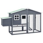 Poulailler avec nichoir gris et blanc bois de sapin massif