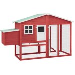 Poulailler avec nichoir rouge et blanc bois de sapin massif