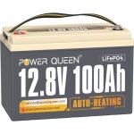 Batterie lithium 12v100ah 1280wh auto - chauffage lifepo4 power queen 100a bms, fonctionnement  - 20c ...