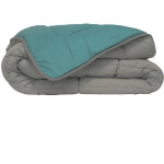 Poyet - motte - poyet motte couette microfibre 400g / m2 calgary - 220 x 240 cm - gris galet et vert ...