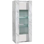 Prava - vitrine 1 porte droite laqu�e blanc et effet marbre avec leds