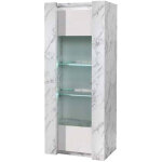 Prava - vitrine 1 porte gauche laqu�e blanc et effet marbre avec leds