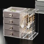 Prsentoir  bijoux bote de rangement transparente pour boucles d'oreilles, plateau de maquillage 4 ...