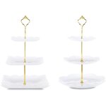 Pr�sentoir � g�teaux 3 niveaux blanc, support � desserts stand de fruits plastique, pr�sentoir � cupcake ...