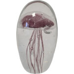 Presse papier sulfure m�duse aubergine en verre 8 cm