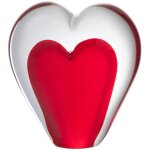 Presse papier sulfure coeur rouge en verre 9. 5 cm