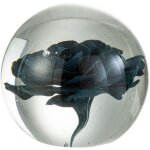 Presse - papier sulfure fleur bleue en verre 8 cm