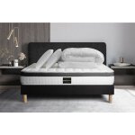 Prestige literie - ensemble matelas sommier supérieur 140 x 190 cm - couleur : noir avec 2 oreillers ... Prestige literie - ensemble matelas sommier supérieur 140 x 190 cm - couleur : noir avec 2 oreillers ...