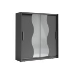 Meublorama - armoire 2 portes coulissantes avec miroir 205 cm - gris graphite - collection bahia Meublorama - armoire 2 portes coulissantes avec miroir 205 cm - gris graphite - collection bahia