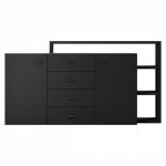 Meublorama - buffet avec �tag�re int�gr�e collection bergame 180cm. coloris noir super mat.