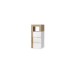 Meublorama - commode bura ? 3 tiroirs ? l35 cm ? blanc brillant laqu et chne clair ? design moderne ...