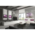 Meublorama - ensemble de 7 meubles de salon collection ramos. couleur blanc brillant.