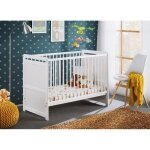 Meublorama - lit et matelas bébé évolutif collection guizmo réglable en hauteur. coloris blanc mat. Meublorama - lit et matelas bébé évolutif collection guizmo réglable en hauteur. coloris blanc mat.