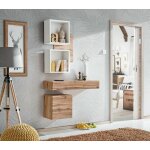Meublorama - meuble d'entr�e torth 3 ? ensemble complet ? coloris ch�ne et blanc ? design moderne et ...