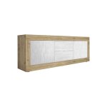 Meublorama - buffet 4 portes, collection sky, blanc laqu, idal pour cuisine / salle  manger design ...