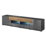 Meublorama - meuble tv 210cm collection ohio avec led int�gr�e. coloris gris anthracite et ch�ne.