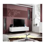 Meublorama - meuble tv suspendu fly ? design moderne ? blanc brillant ? syst�me push to open
