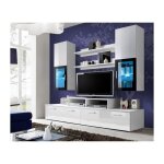Meublorama - meuble tv mural 200cm design. collection mini coloris blanc.