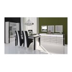 Meublorama - salle  manger lina buffet + vitrine + table 160cm + 3 miroirs
