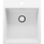 Primagran - evier cuisine en granit 43x50cm, lavabo 1 bac + kit de vidage, �vier � encastrer au meuble ...