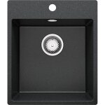 Primagran - evier cuisine en granit 43x50cm, lavabo 1 bac + kit de vidage, vier  encastrer au meuble ...