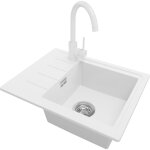 Primagran - evier cuisine en granit 55x44cm, lavabo 1 bac + robinet 32x20cm + kit de vidage, Évier à ... Primagran - evier cuisine en granit 55x44cm, lavabo 1 bac + robinet 32x20cm + kit de vidage, Évier à ...