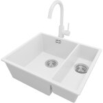 Primagran - evier cuisine en granit 56x47cm, lavabo 1, 5 bacs + robinet 32x20cm + kit de vidage, �vier ...