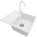 Primagran evier cuisine en granit 62x50cm, lavabo 1 bac + robinet 32x20cm + kit de vidage, �vier � encastrer ...
