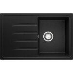 Primagran - evier cuisine en granit 78x50cm, lavabo 1 bac + kit de vidage, �vier � encastrer au meuble ...