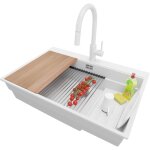Primagran - evier cuisine en granit 78x53cm, lavabo 1 bac + robinet 40x20cm + kit de vidage + accessoires, ...