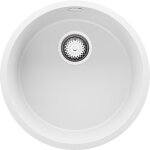 Primagran - evier cuisine granit rond 46x46cm, evier 1 bac + kit de vidage, lavabo cuisine au meuble ...