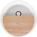 Primagran - evier cuisine granit rond 53x53cm, evier 1 bac + kit de vidage + planche � d�couper, lavabo ...