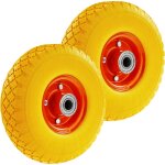Primematik - roue de brouette solide jaune 2 - pack 100 kg 10x3' 254x76 mm pour charettes chariots et ...