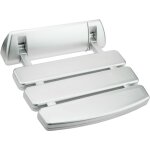 Primematik - sige de douche rabattable. chaise pliant en plastique et aluminium argent 350x348mm