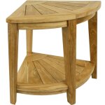Primematik - tabouret de salle de bain de coin avec tagre 45 x 50 x 45 cm bois de teck certifi
