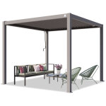 Primeyard pergola 3x3 m poteaux en aluminium avec lames orientables en acier pavillon gris Primeyard pergola 3x3 m poteaux en aluminium avec lames orientables en acier pavillon gris